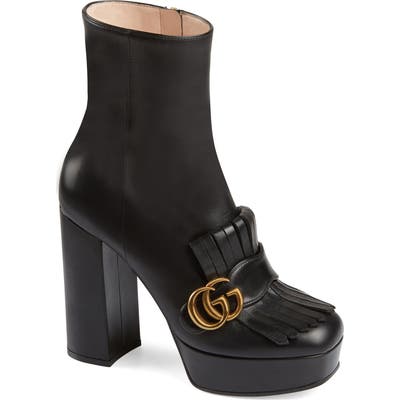 Gucci Gg Marmont Platform Bootie - Black
