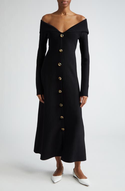 Lela Rose Off the Shoulder Long Sleeve Milano Knit Dress Black at Nordstrom,