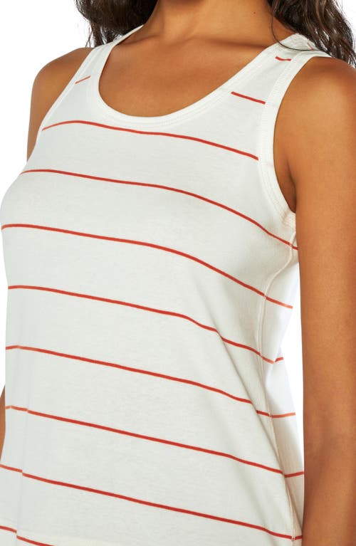 Shop Three Dots Stripe Cotton Tank Top In White/orange Skinny Stripe
