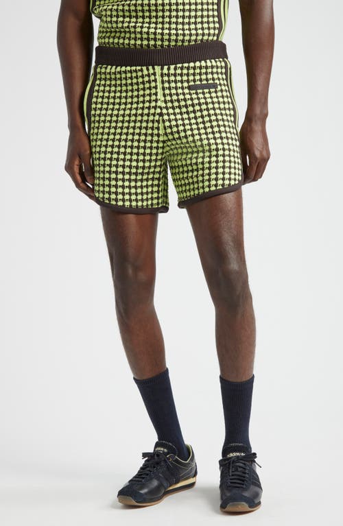 Y-3 X Wales Bonner Textured Knit Shorts In Semi Frozen Yellow/night Brown