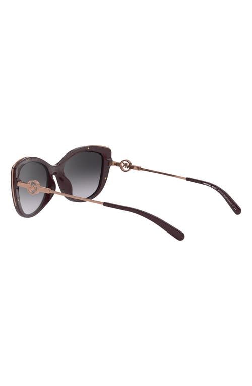 Michael Kors 55mm Gradient Cat Eye Sunglasses In Cordovan/dark Grey Gradient