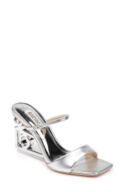 Luna Wedge Slide Sandal in Silver Metallic