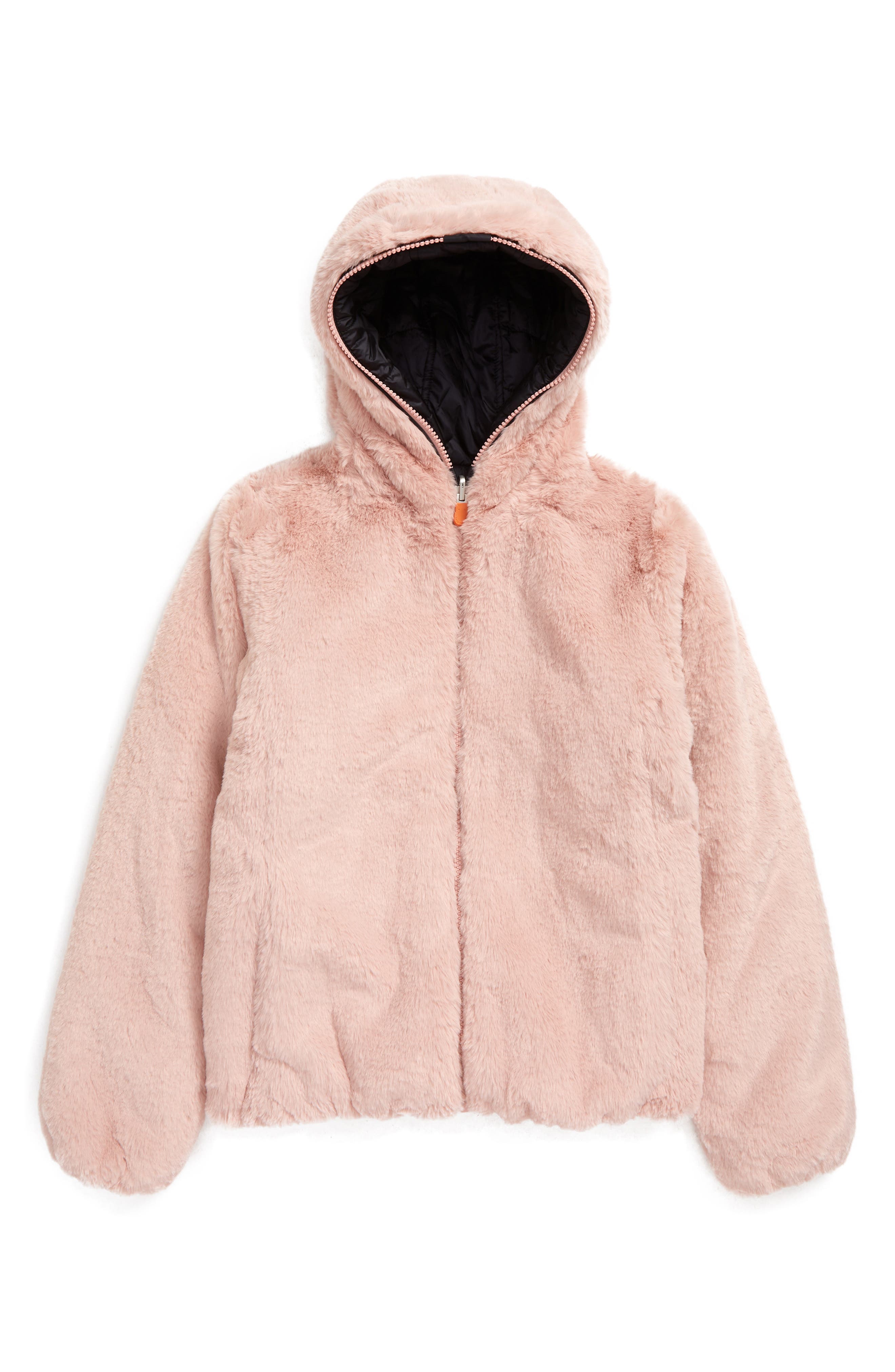 pink sherpa jacket with hood