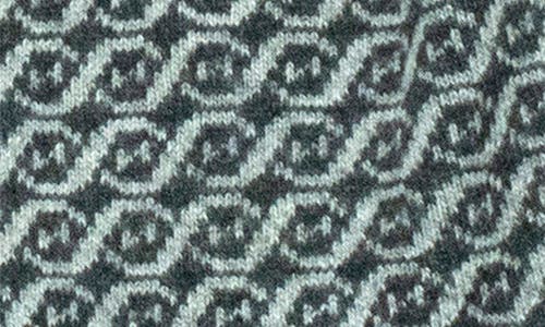 Portolano Jacquard Fancy Design Scarf In Heather Charcoal/light Grey