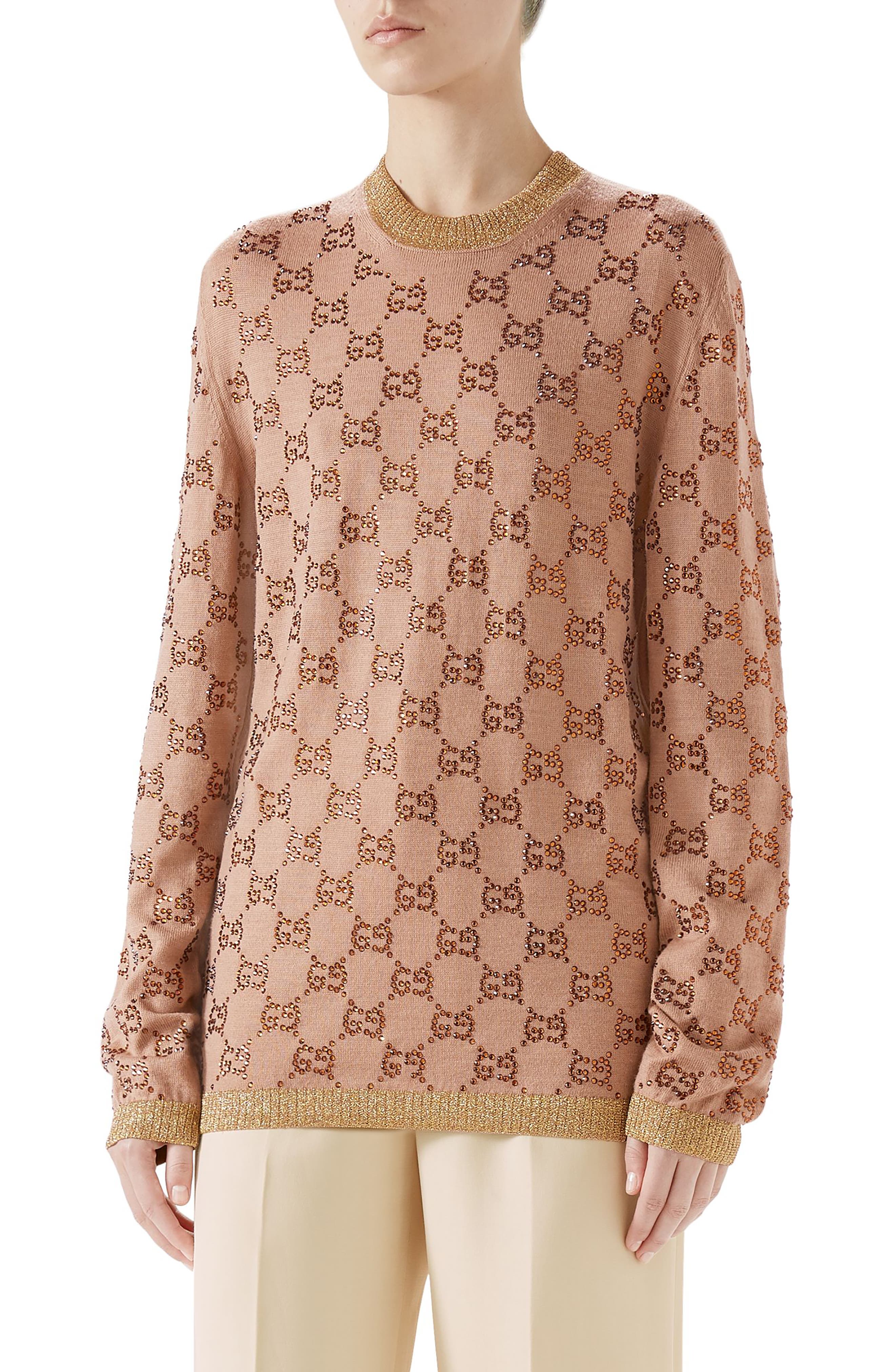 Gucci Crystal GG Logo Sweater Nordstrom