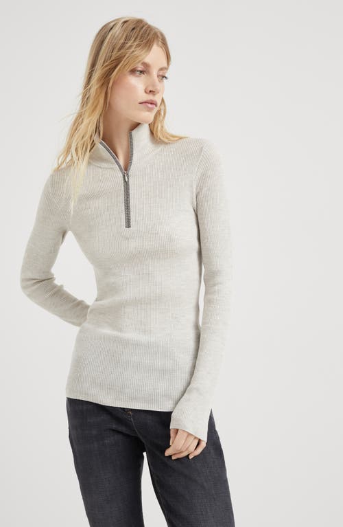 Brunello Cucinelli Virgin Wool-cashmere Rib-knit Sweater In Pearl Grey