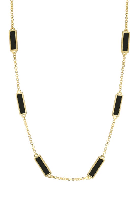 Sphera Milano Synthetic Onyx Station Necklace In Gold