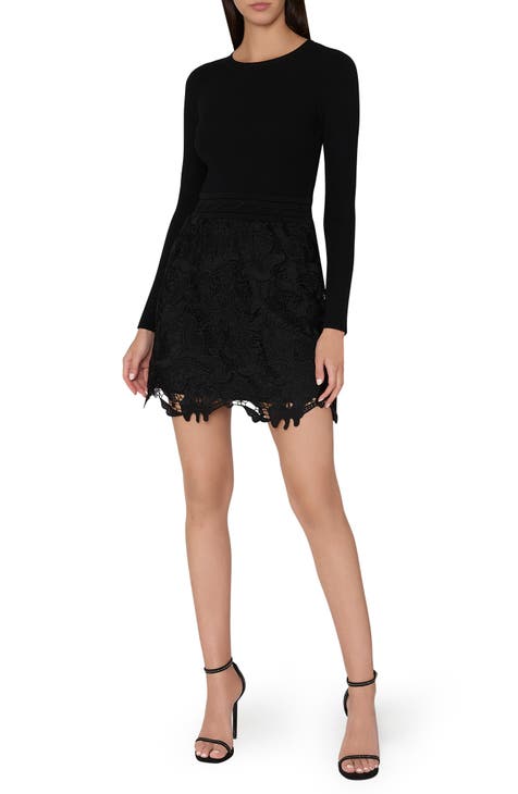 Milly Katie Lace Long Sleeve Knit Minidress Nordstrom