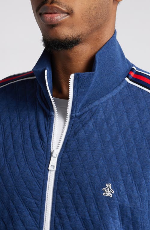 Shop Original Penguin Quilted Cotton Blend Track Jacket In Medieval Blue Heather