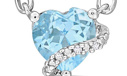 Delmar Sky Blue Topaz & Diamond Heart Pendant Necklace In Blue