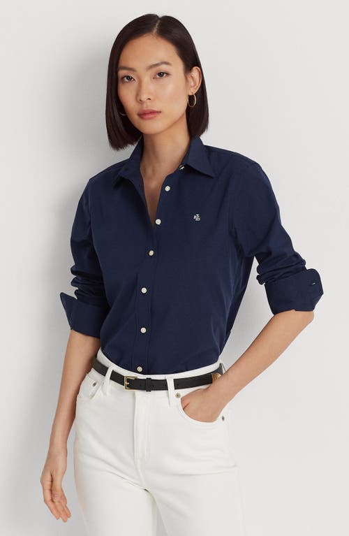Ralph Lauren Lauren Easy Care Stretch Cotton Shirt In Lauren Navy