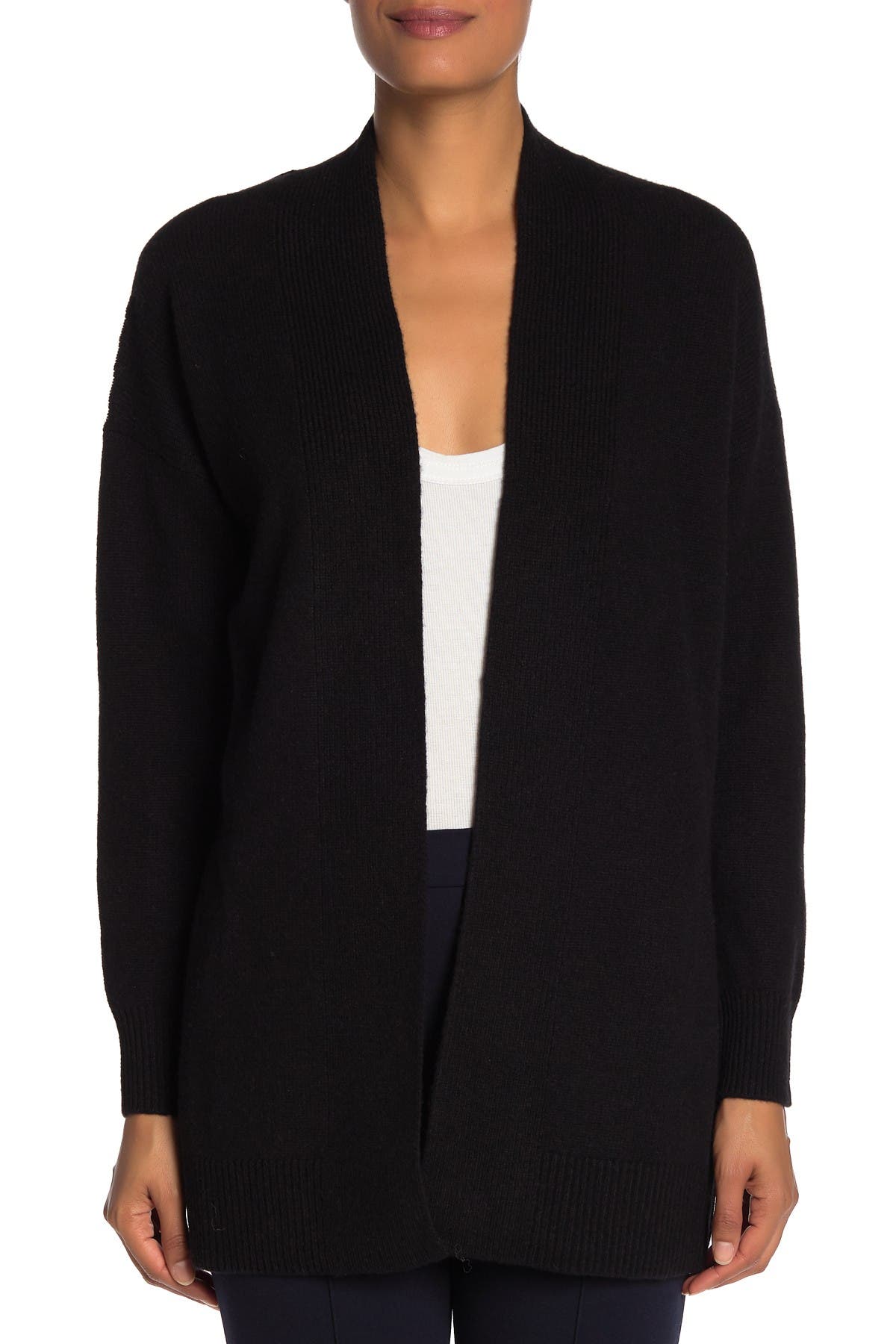 vince rib trim cardigan
