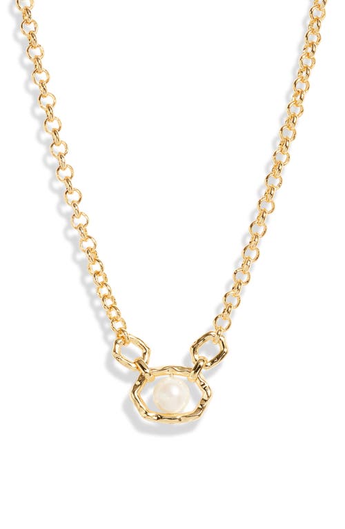 Shop Kendra Scott Alanna Cultured Pearl Pendant Necklace In Gold White Pearl