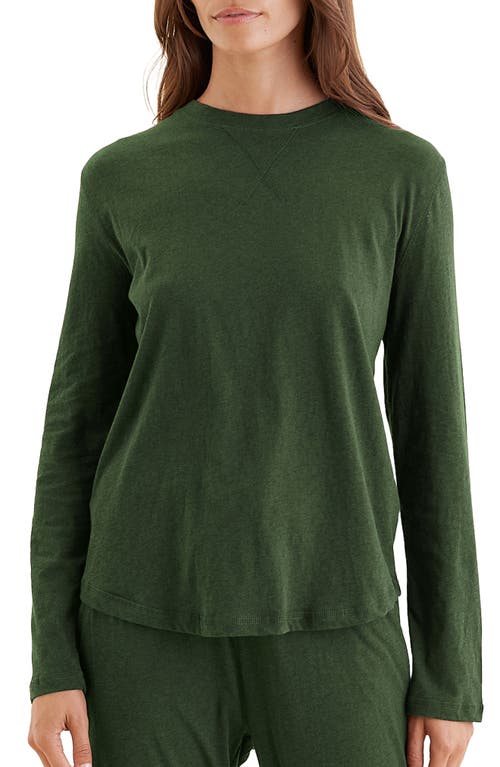 Shop Papinelle Jada Long Sleeve Cotton Pajama Top In Forest Green