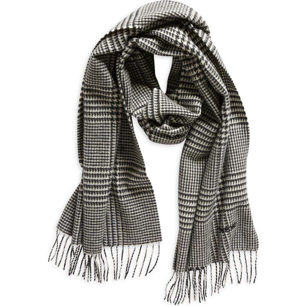Tom Ford Houndstooth Check Wool, Cashmere & Silk Scarf In Gray