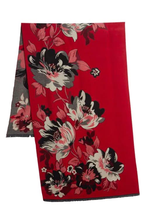 Saachi Floral Reversible Scarf In Red/grey/black