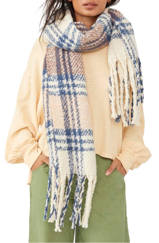 Free People Homecoming Plaid Blanket Scarf In Neutral