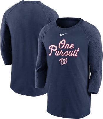 Men's Nike Navy Atlanta Braves Local Phrase Tri-Blend 3/4-Sleeve Raglan T- Shirt
