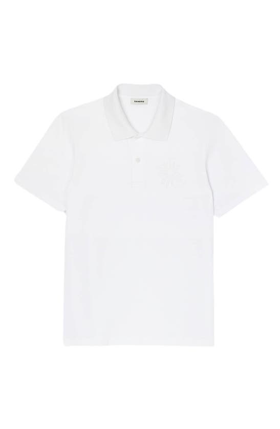 Shop Sandro Easy Glossy Flower Cotton Graphic Polo In White