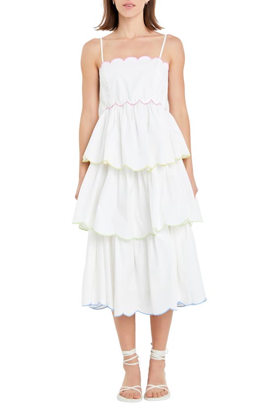 Shop English Factory Scallop Sleeveless Sundress In White