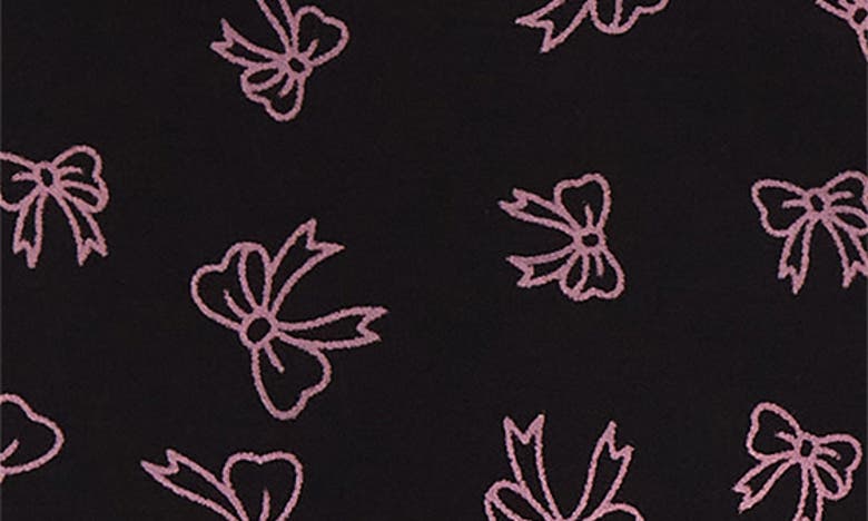 Shop Ashley Williams Bow Long Sleeve Dress In Black Crepe W. Purple Bows