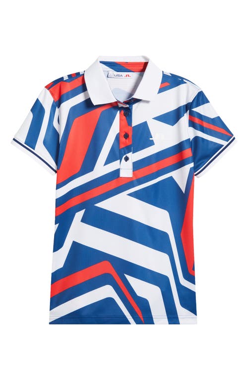 Shop J. Lindeberg Felicite Geo Print Golf Polo In Us Golf Red