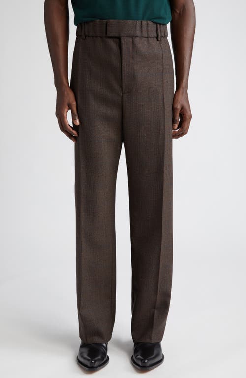 Shop Bottega Veneta Prince Of Wales Wool Trousers In 2172 Brown/red/blue