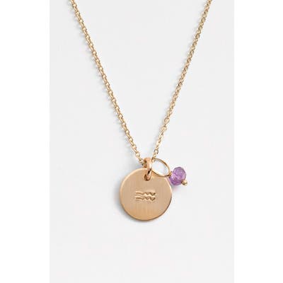 Nashelle 14K-Gold Fill & Semiprecious Birthstone Zodiac Mini Disc Necklace