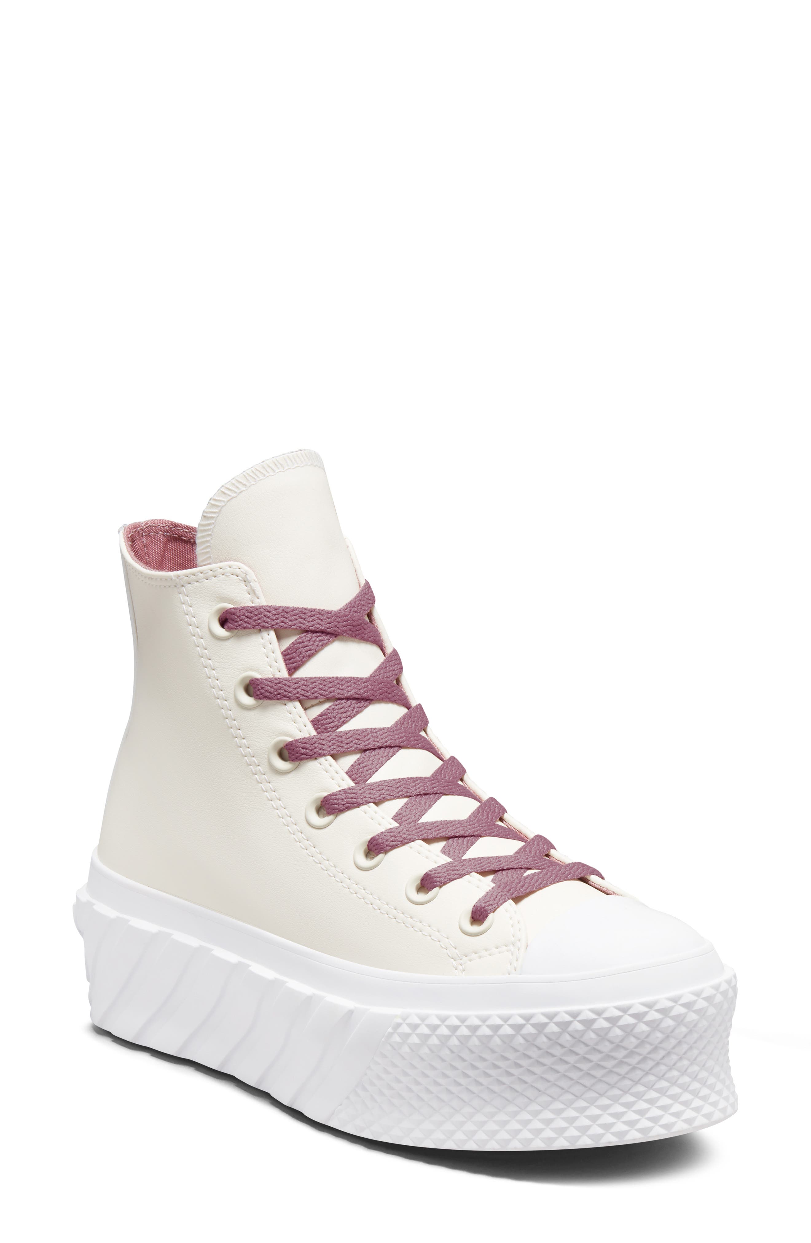 Converse Chuck Taylor(R) All Star(R) Lift 2X High Top Sneaker in Egret/Pink Aura/White