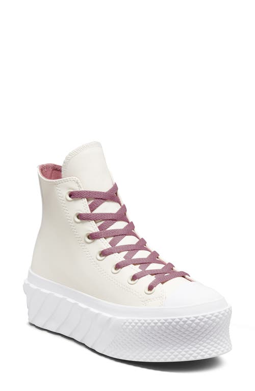 Converse Chuck Taylor® All Star® Lift 2X High Top Sneaker in Egret/Pink Aura/White