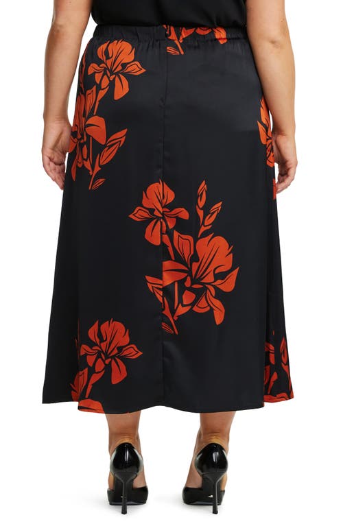 Shop Estelle Morocco Blooms Maxi Skirt In Black/orange Floral