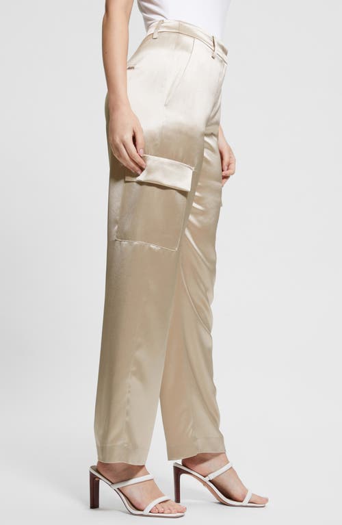 Shop Guess Megan Satin Cargo Pants In Cemento