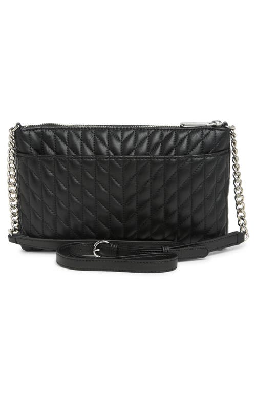 Shop Karl Lagerfeld Paris Karolina Top Zip Leather Crossbody Bag In Black/silver