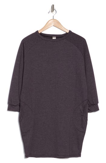 Go Couture Relax With Me Long Sleeve Sweater Dress In Eggplant