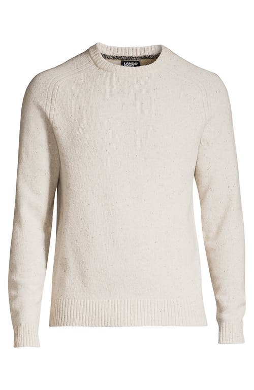 Lands' End Long Sleeve Lambswool Crewneck Sweater In Light Stone Fleck