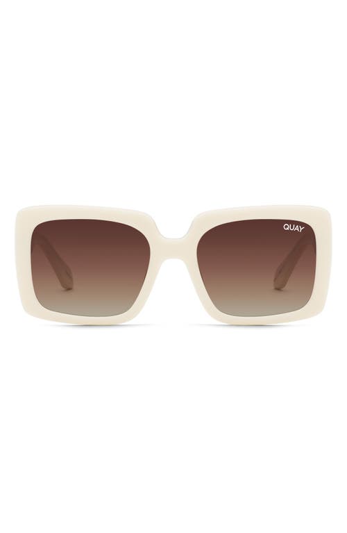 Quay Australia Total Vibe 54mm Polarized Square Sunglasses in White/Brown Polarized