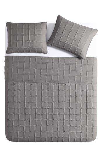 Vcny Home Square Solid 3-piece Quilt Set In Dark Grey