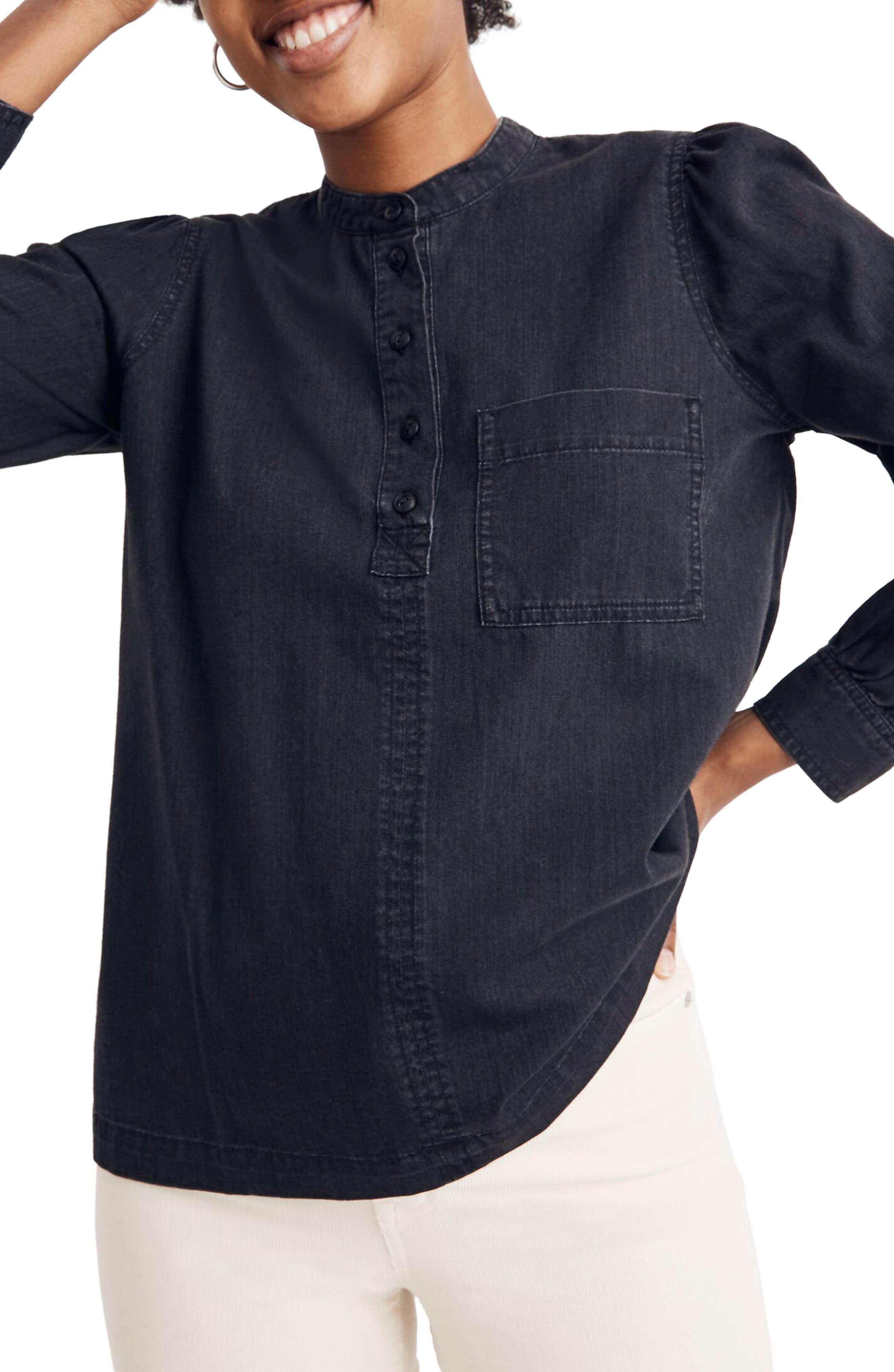 womens denim popover shirt