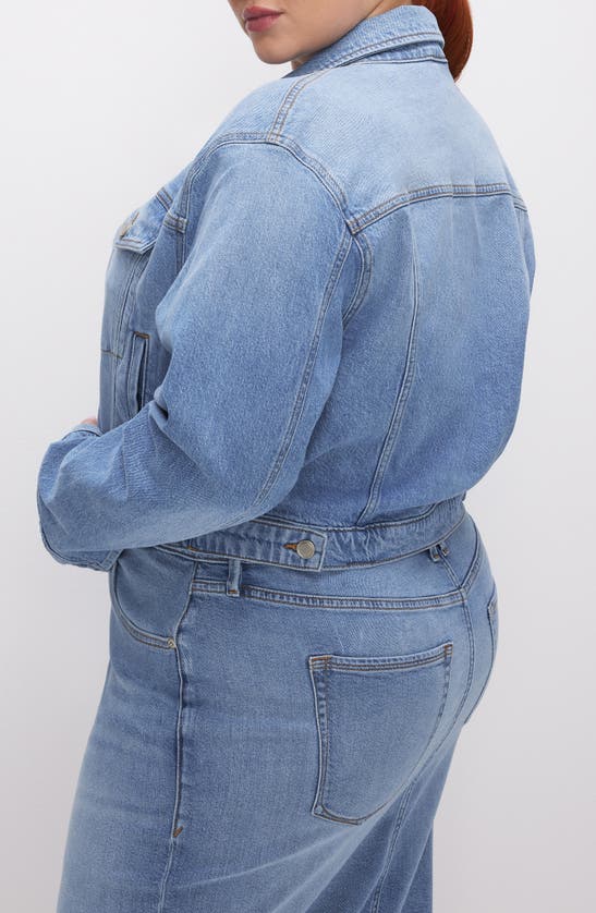 Shop Good American Committed To Fit Denim Jacket In Indigo597