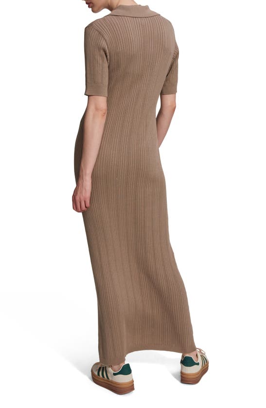 Shop Varley Andrea Pointelle Maxi Sweater Dress In Roasted Cashew