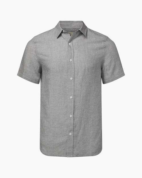 Shop Onia Jack Air Linen Shirt In Deep Navy/white