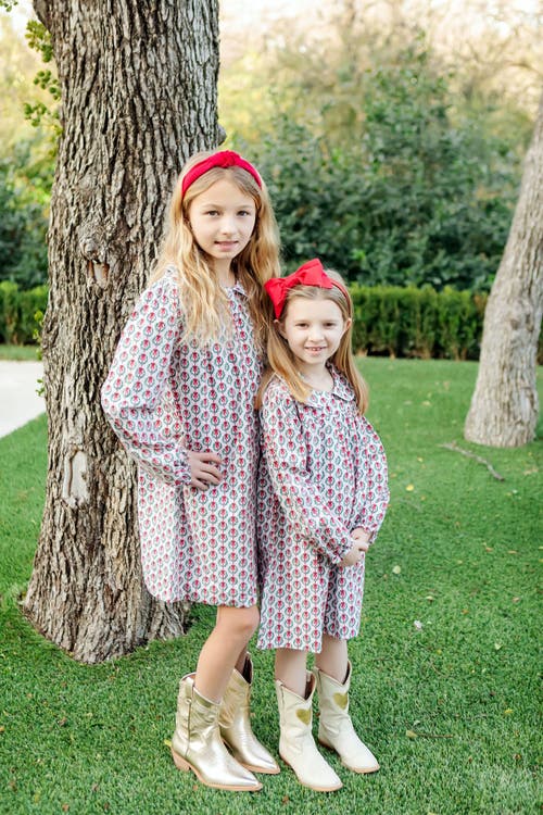 Shop Lila And Hayes Grace Girls' Woven Dress In Pink Wreaths