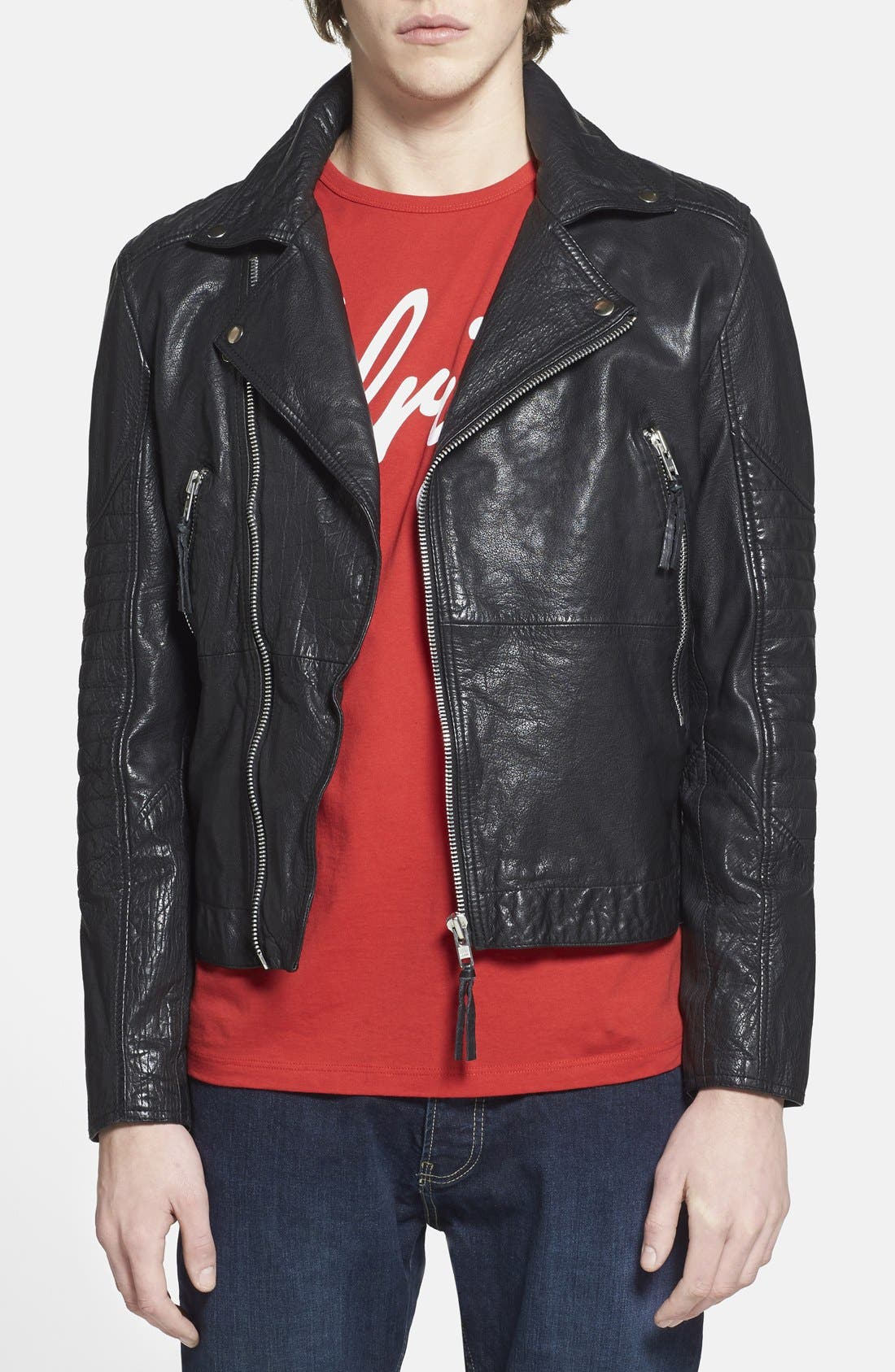 Topman Leather Biker Jacket (Brit PopIn) Nordstrom