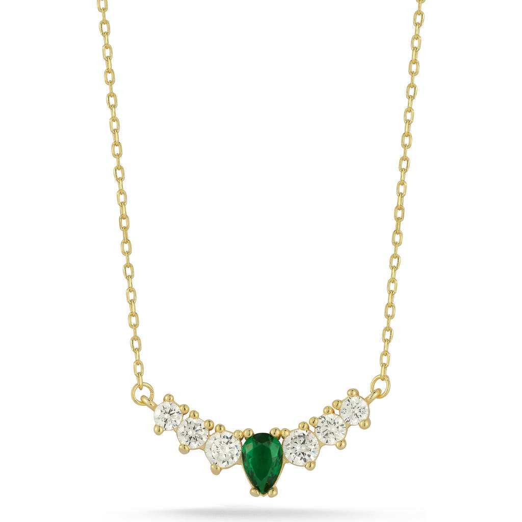 Glaze Jewelry Cubic Zirconia Curved Bar Pendant Necklace In Gold