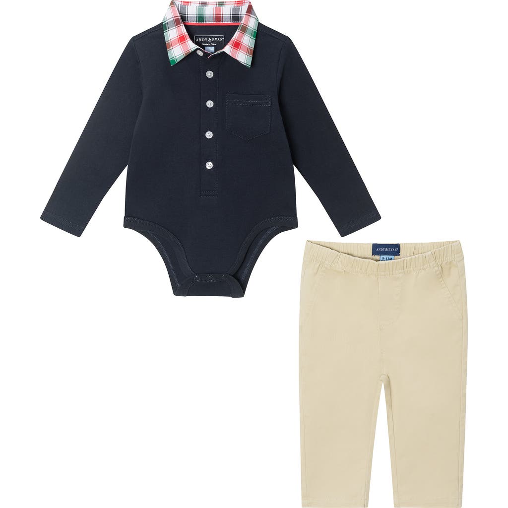 Andy & Evan Baby Boy's 2-piece Boysuit & Pant Set In Blue/beige