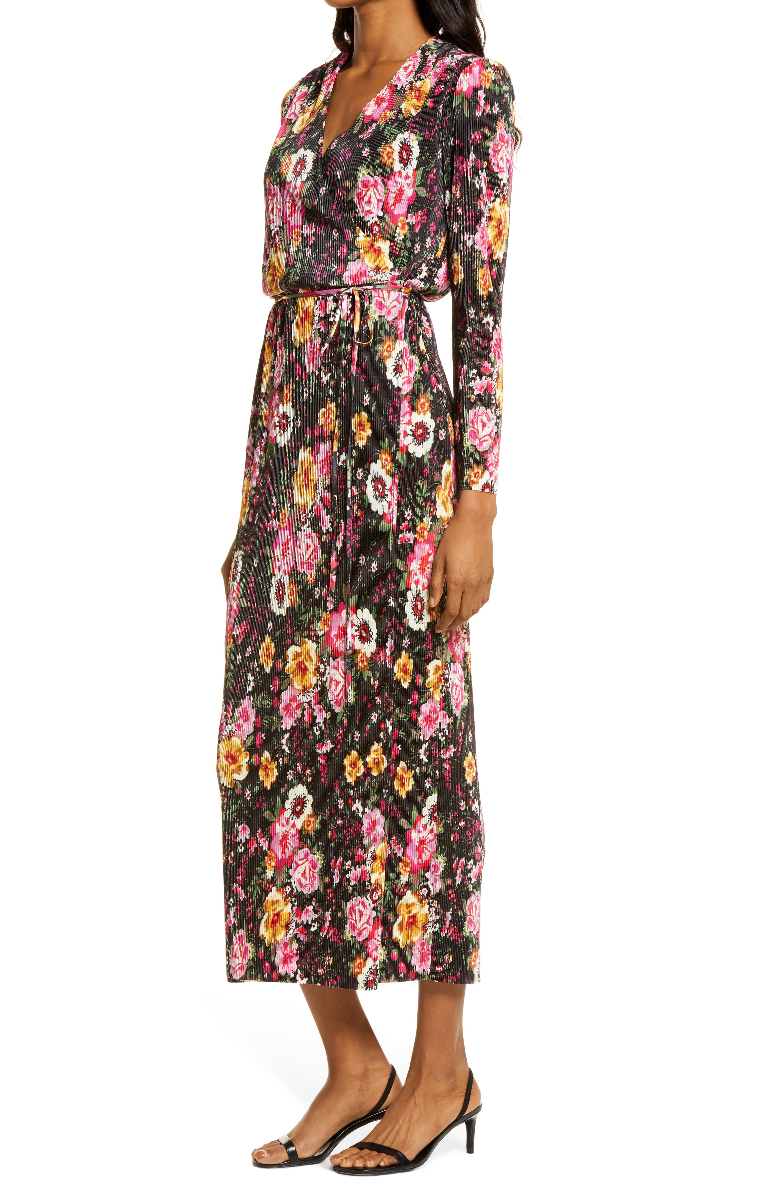 charles henry floral wrap dress