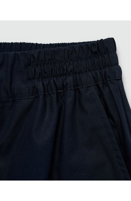 Mango Ankle Wide Leg Cotton Pants In Dark Navy