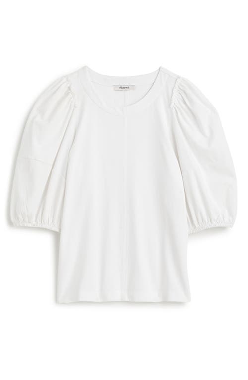 Shop Madewell Puff Sleeve Cotton T-shirt In Eyelet White