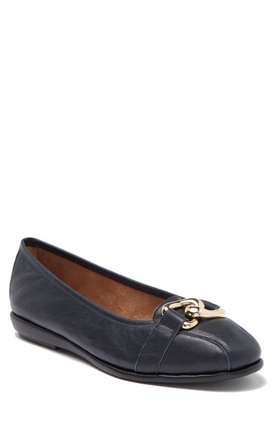 Shop Aerosoles Bristol Flat In Navy Leather