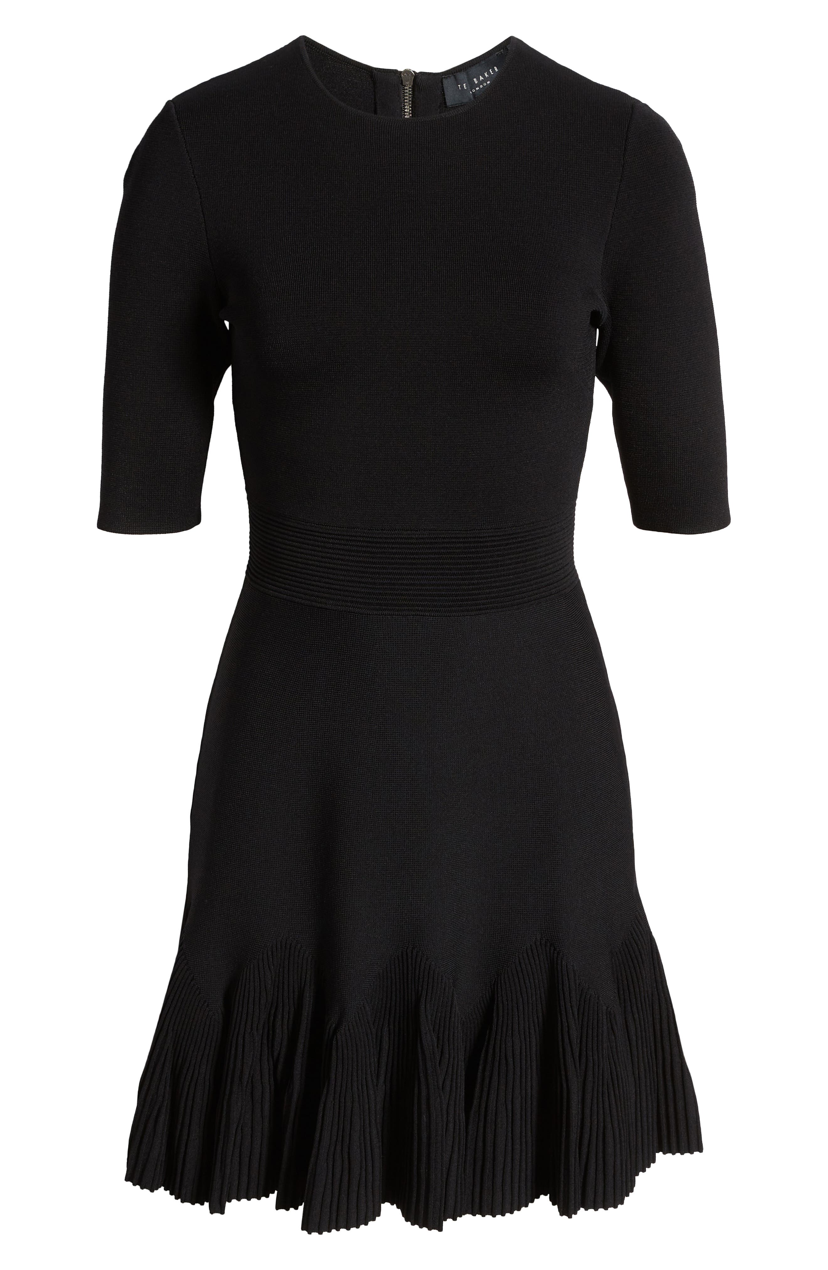 slim fit dress slacks Mixed Media Fit and Flare Sweater Dress  English Factory